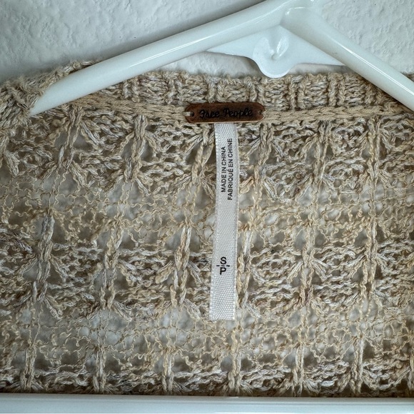 Free People last night striped beige open knit boho cardigan size small - Picture 5 of 7